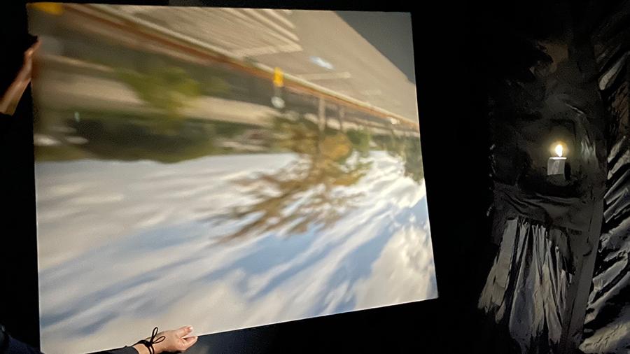 Camera Obscura Room with upside down image of street